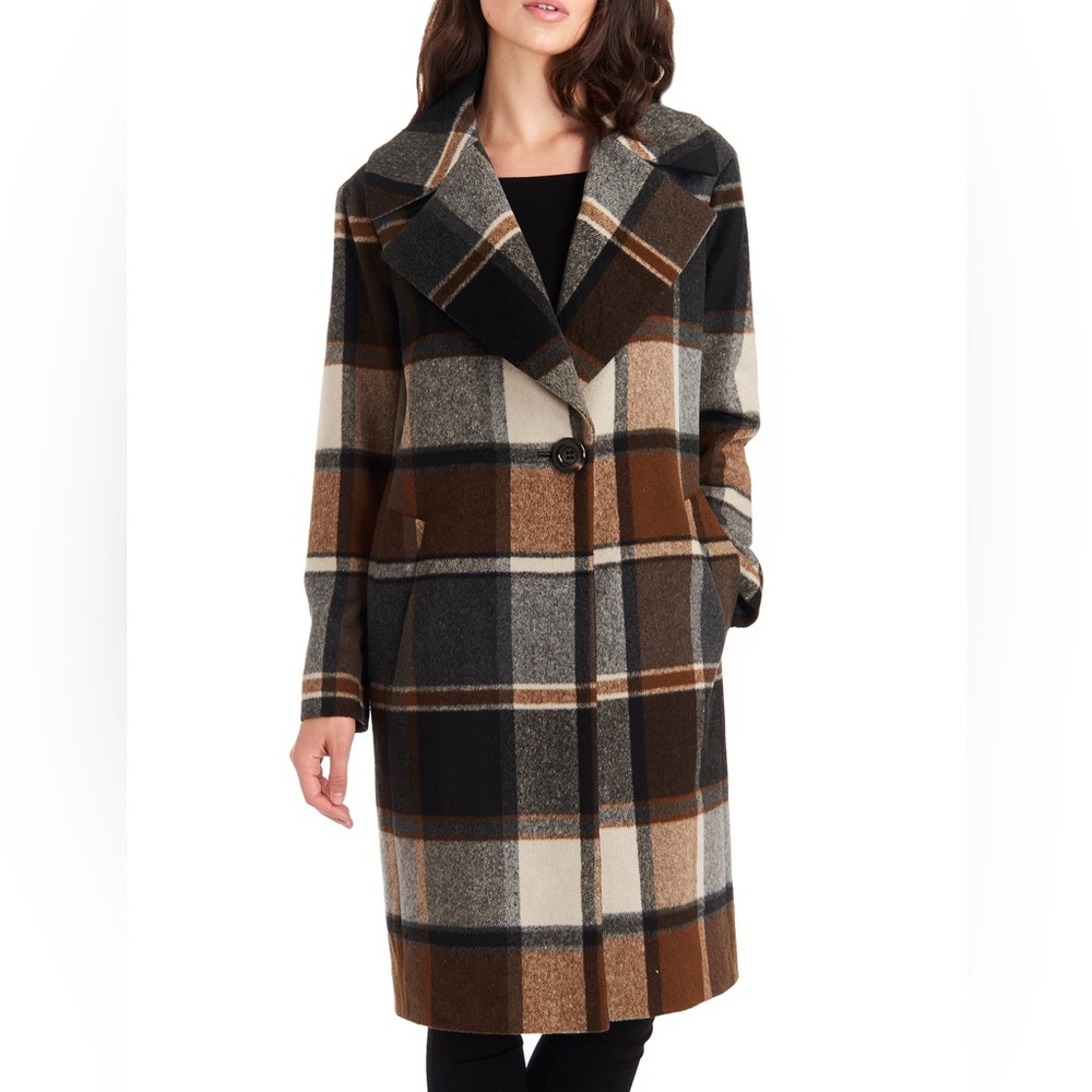 Kensie Plaid Coat